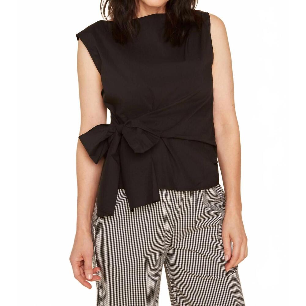 NEW RENUAR sleeveless tie top in black